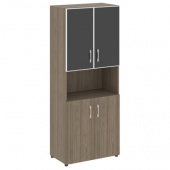 Шкаф книжный со стеклом в раме с нишей(без топа) LT-ST 1.4 R black на Officeplan24.ru Шкаф книжный со стеклом в раме с нишей(без топа) LT-ST 1.4 R black на Officeplan24.ru